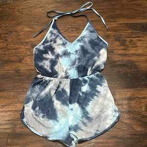 Blue tie dye romper S